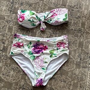 TiniBikini White and Purple Floral Set
